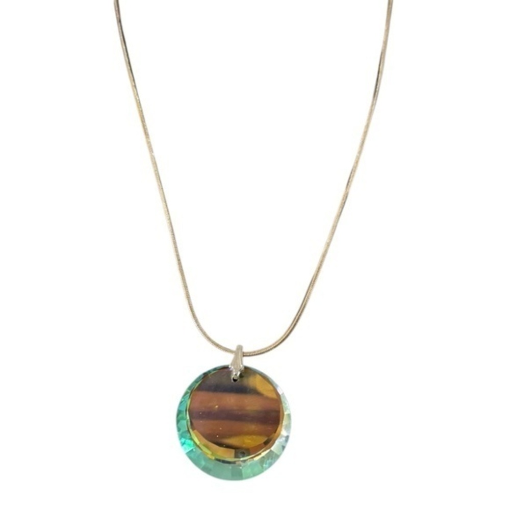 Unbranded Diacrotic Mirrored Round Pendant with Stainless Steel Chain
